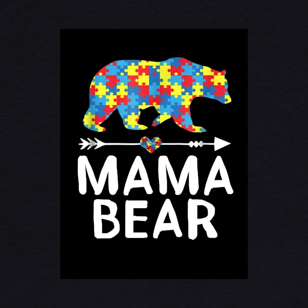 Autism Puzzle Mama Bear Funny Mothers Gift by Tatjana  Horvatić